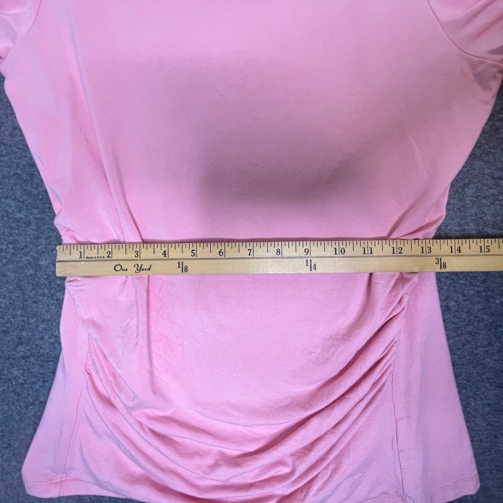 Talbots Blouse Womens SP Pink Ruched Side Keyhole Back Rayon Stretch Career Top - Picture 8 of 10